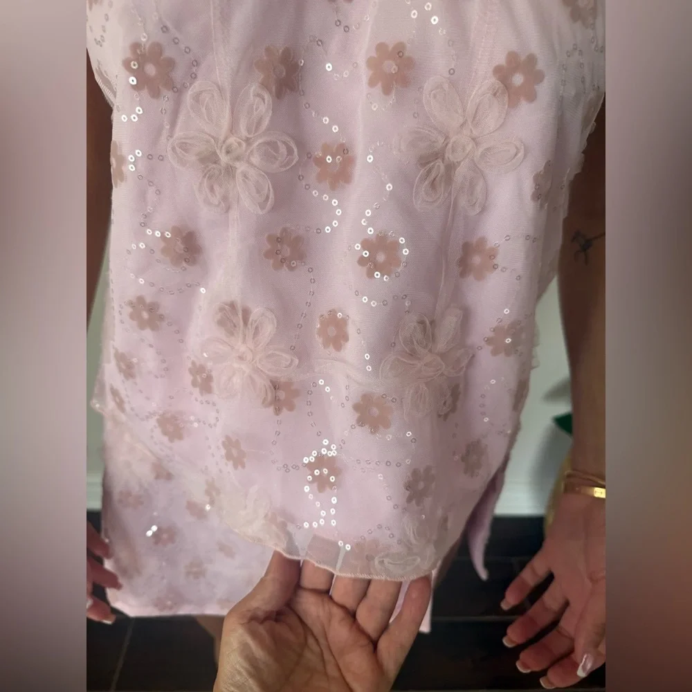 New open back Pink Floral Halter 2pc set size Small, but fits like a size M - Picture 13 of 14